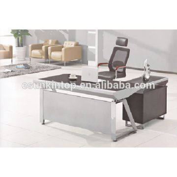 Secretária de vidro preto, mesa de móveis de vidro para uso de escritório, móveis de escritório de alta qualidade